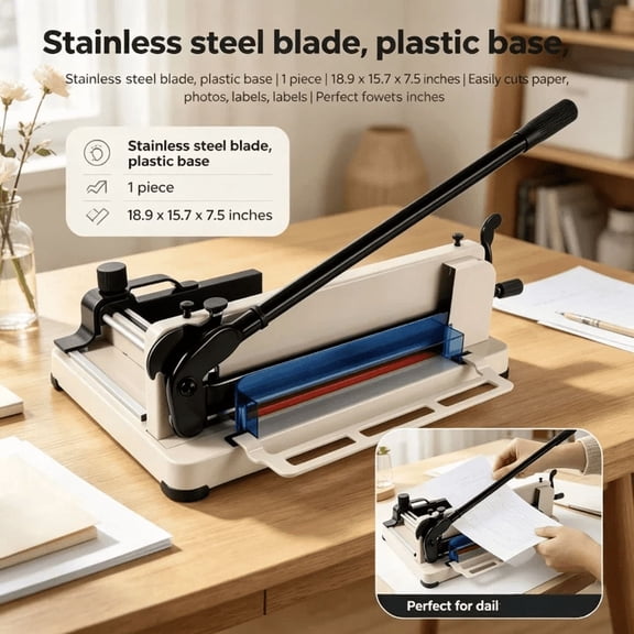 Tanfengu 400 Sheets Paper Cutter, 1.6 inch Thick Guillotine Paper Cutter, A4 Size Paper Trimmer for Office & Print Shop, Beige