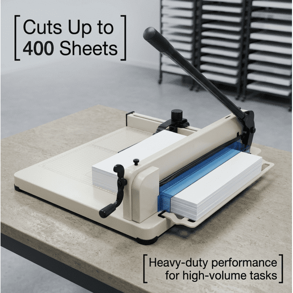 Tanfengu 400 Sheets Stack Paper Cutter, A3 Size Guillotine Trimmer, Adjustable Fence Manual Cutter for Printing Shop, Beige