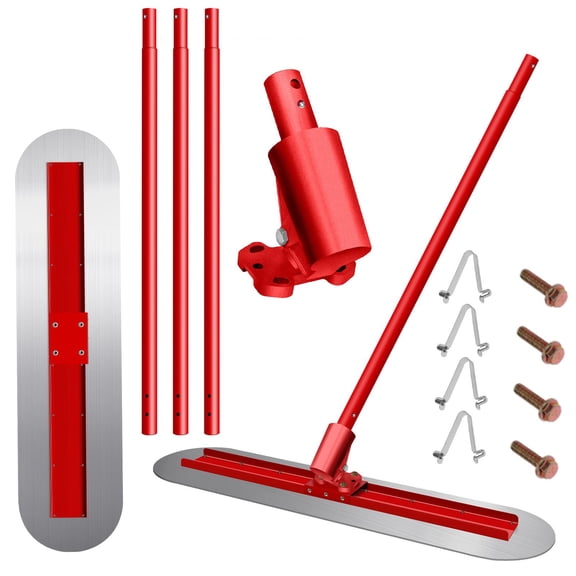 Tanfengu 47.2in Concrete Bull Float, Red Stainless Steel Trowel with Adjustable Handle, 59.4-213.7in for Concrete Finishing