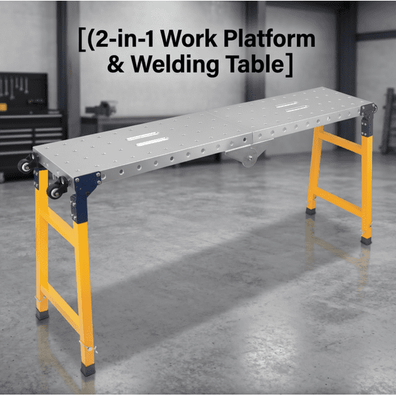 Tanfengu 5 Adjustable Heights Folding Welding Table, 29-48in Height Welding Table, 1100lbs Capacity Welding Workbench for Welding Projects Use