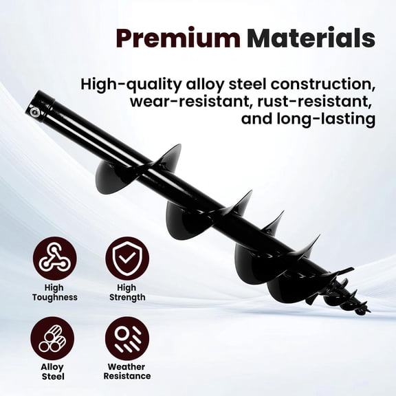 Tanfengu 8in drilling diameter alloy steel auger drill bit, 34in drilling depth rust proof auger drill rod, high strength earth auger for garden renovation, farm work