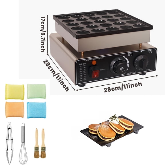 Tanfengu 900W 25PCS Nonstick Pancake Machine, Electric Baker with Waterproof Switch, Compact Design for Coffee Shops & Camping Use
