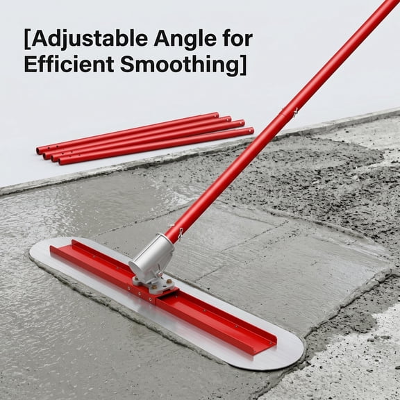 Tanfengu Adjustable Angle Concrete Bull Float, Detachable Handle 47.2in Stainless Steel Concrete Float Tool, 4-section Aluminum Pole Bull Concrete Kit for Concrete Construction White