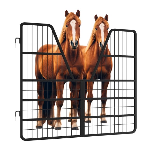 Tanfengu Barn Partition Gate, 3-Ply Welded Grid Design, Solid Thick Frame Construction, Wear Resistant & Aging Resistant, Animal Containment Safety Door, for Husbandry Yard,Black