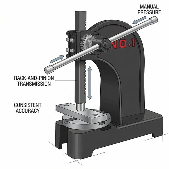 Tanfengu Black Bench Arbor Press 1T, 5.5in Base Height, 9.76in Table, Ratchet Lever & Adjusting Screw for Engraving or Shaping Metal, Cut Off Plastic & Punch Thin Plate, Garage Shop Tool