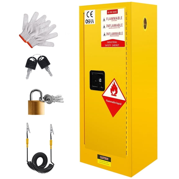 Tanfengu Co.ltd.2mm Thick Double-Walled Steel Fire Safety Cabinet. Yellow 35.5" Flammable Storage Cabinet. 3-Point Locking Explosion-Proof Cabinet for Laboratory. Workshop