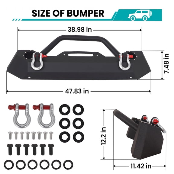 Tanfengu Co.ltd.Protective Car Bumper. Sturdy Front Bumper with Detachable Guard Bar. Bumper Kit for Off-Road. Rock Crawling