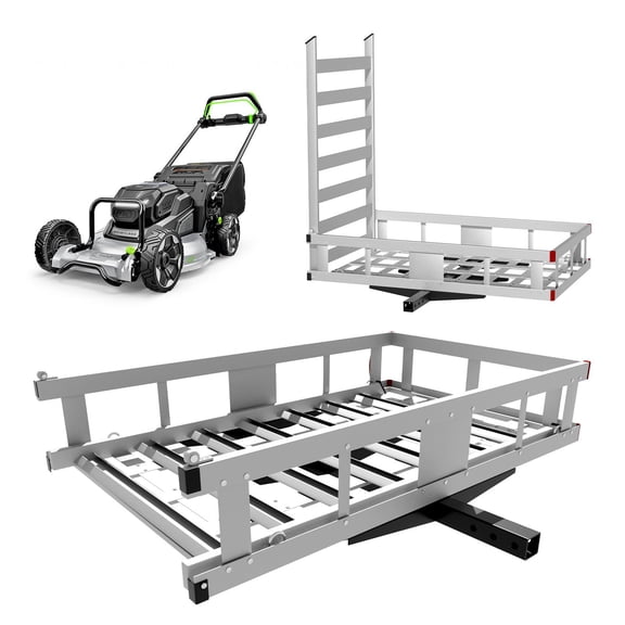 Tanfengu,Heavy Duty Aluminum Hitch Mounted Cargo Carrier with Ramp, 500 lbs Load Capacity Luggage Basket,50x29.5x9" Trailer Rack with Reflectors for Car, SUV, Van