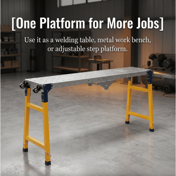 Tanfengu Heavy Duty welding table, Portable portable welding table with 4 Casters,work platform adjustable height for Window Cleaning and Painting