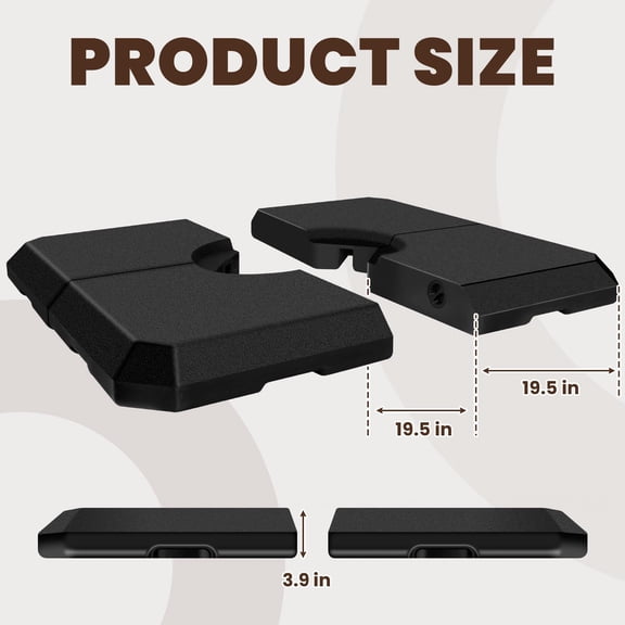 Tanfengu Patio Umbrella Base, 4-Piece 317 LBS Heavy Duty HDPE Cantilever Offset Umbrella Stand, Water/Sand Fillable, Black, Weather Resistant for Outdoor Patio Garden Poolside Backyard