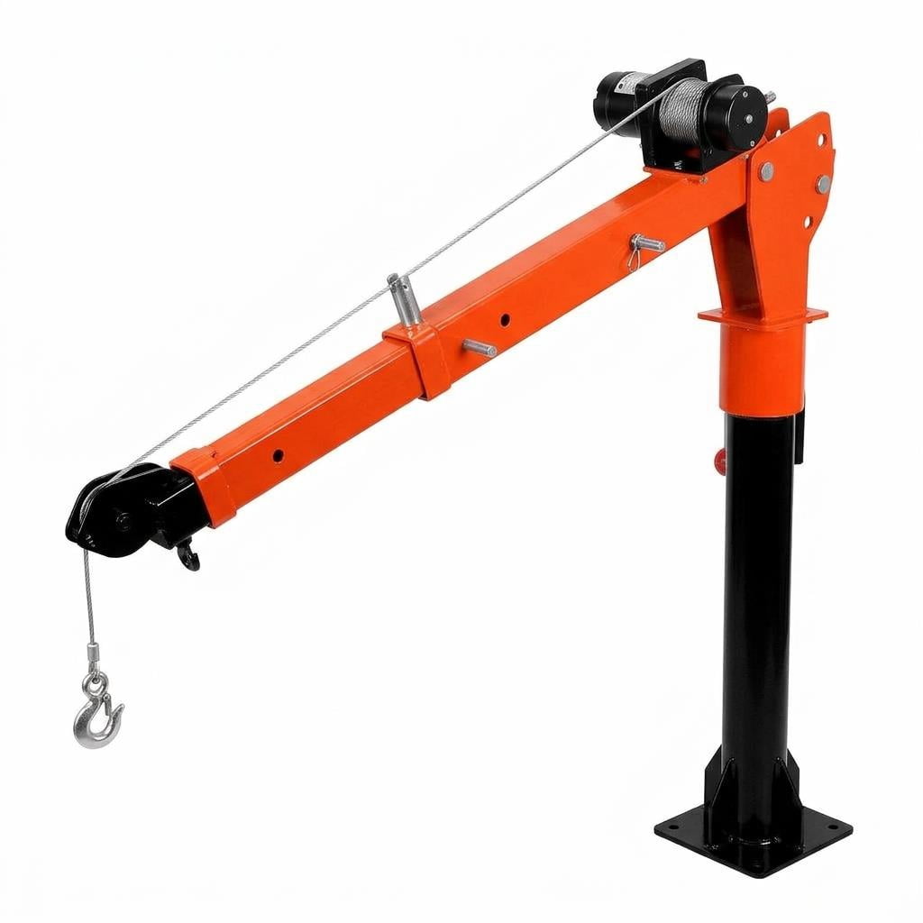 Tanfengu Pickup Truck Crane, 1100 LBS Capacity 12V DC Electric Hoist Crane with 3500 LBS Winch, 360° Swivel Adjustable Arm for Farm Garage Workshop