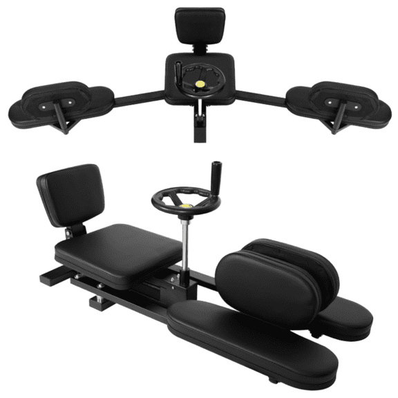 Tanfengu Split Stretching Machine, Black PU Leather Leg Stretcher with Backrest, Quiet Adjustable Flexibility Trainer for Home Gym