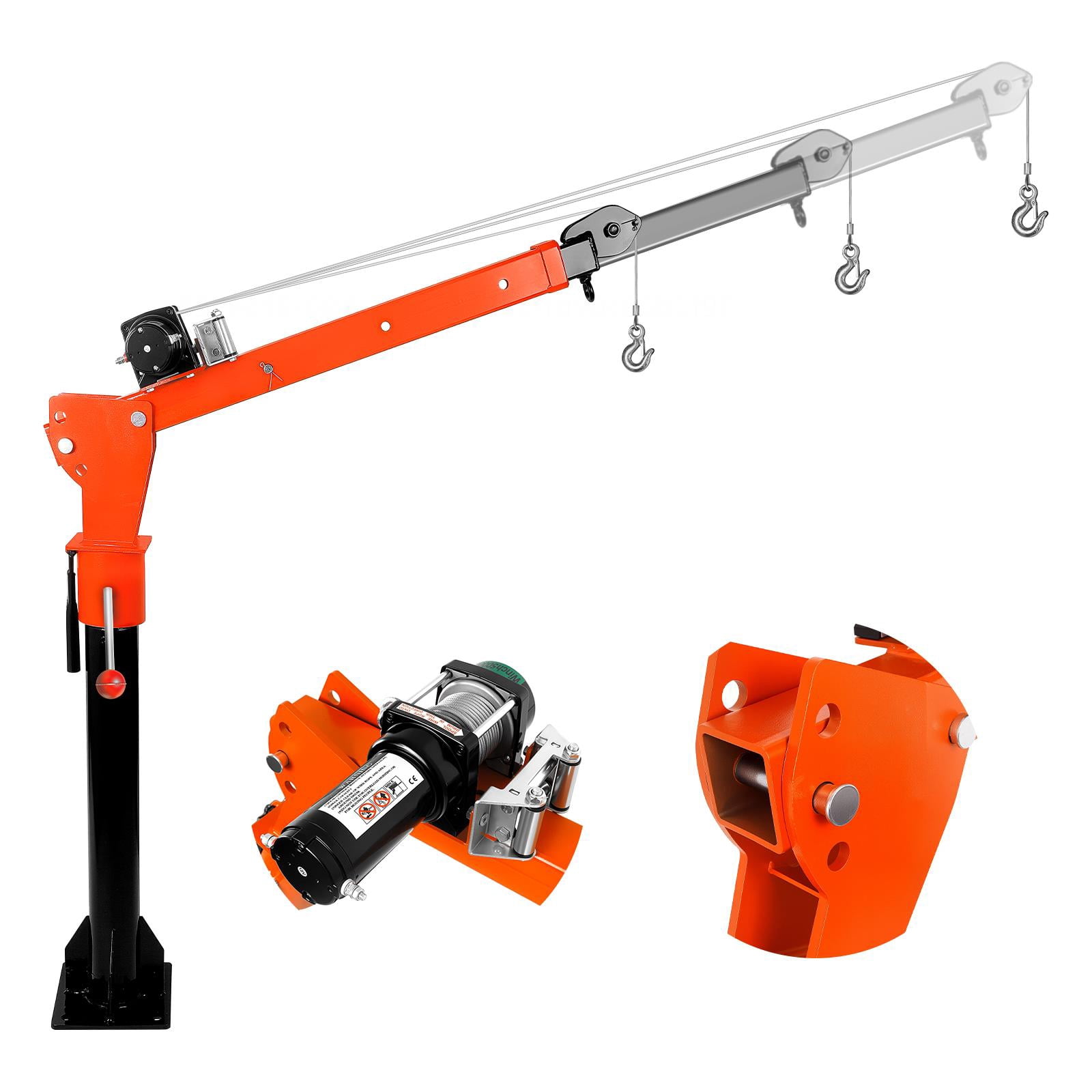 Tanfengu Truck Mounted Crane, 1100 LBS Capacity 12V DC Single Arm Lift Hoist w/ 3500 LBS Winch, 360° Rotation & Adjustable Arm for Pickup Truck Trailer Farm Garage