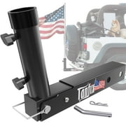 Tanfix Foldable Hitch Mount Flagpole Holder | All Metal Heavy- Duty, Fits Standard 2 Trailer Hitch, Compatible with Jeep, Truck, SUV, RV, Pickup, Camper Trailer ONE Flagpole