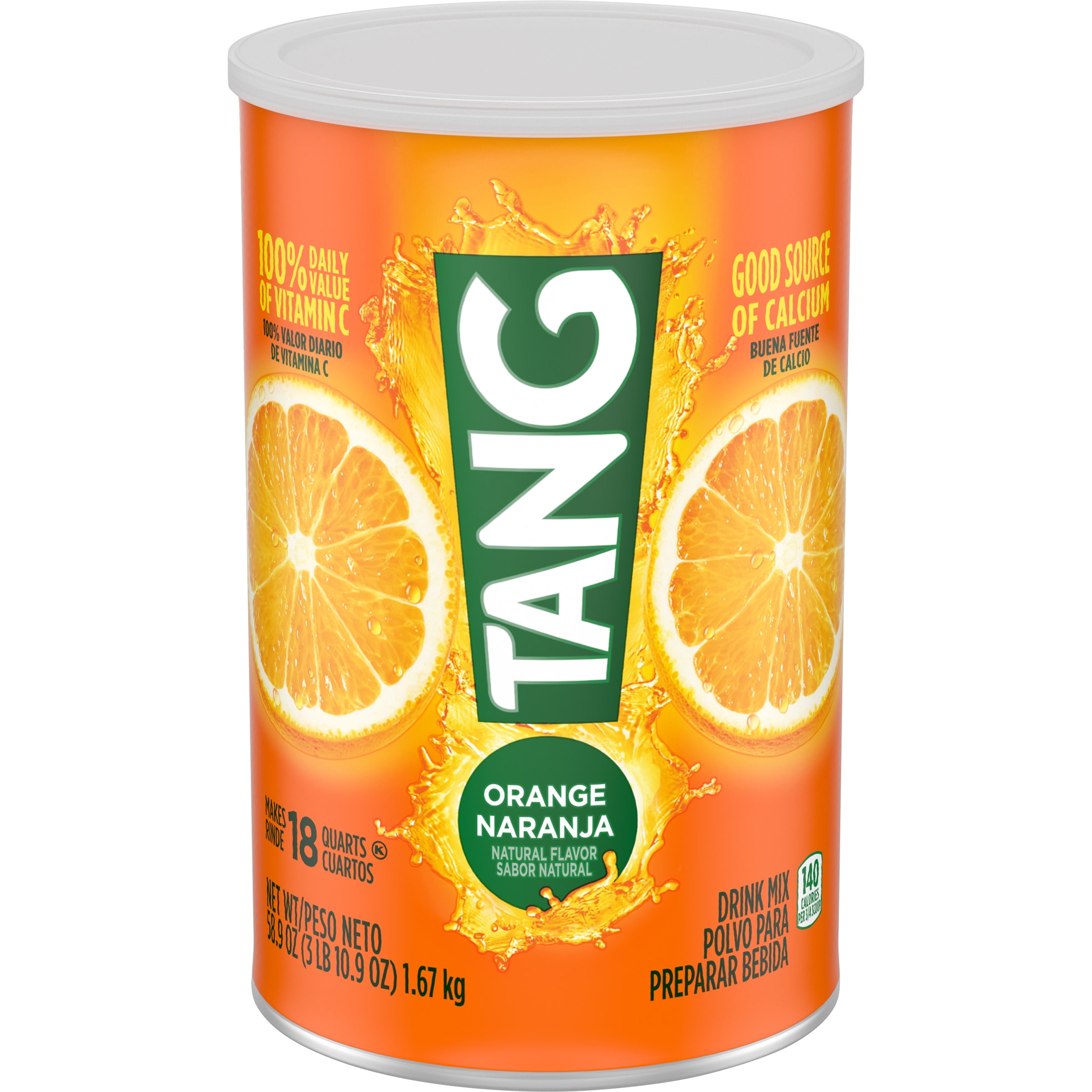 Tang Jumbo Orange Drink Mix with Vitamin C, 58.9 oz Canisterpack of 2