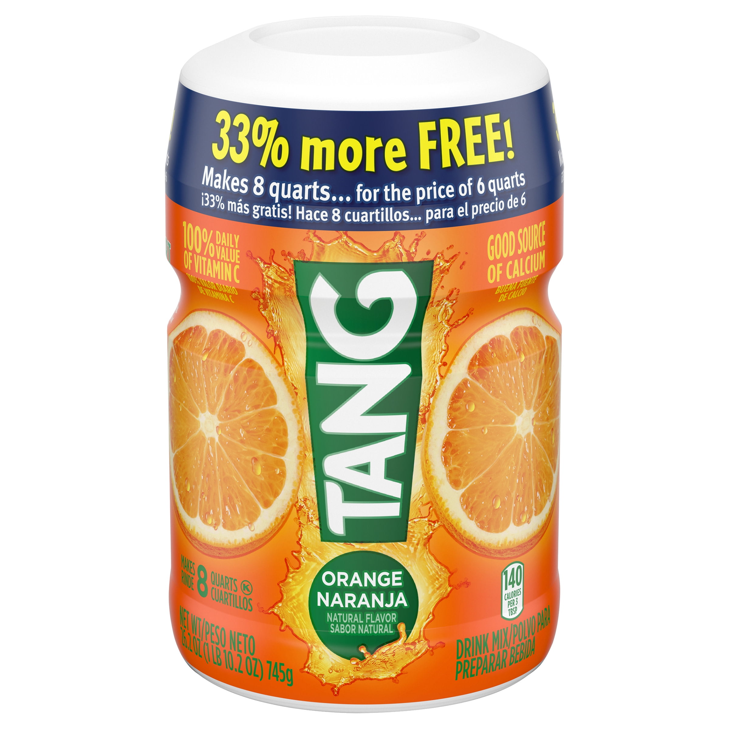 Tang Orange Naturally Flavored Powdered Soft Drink Mix, 18 oz Canister