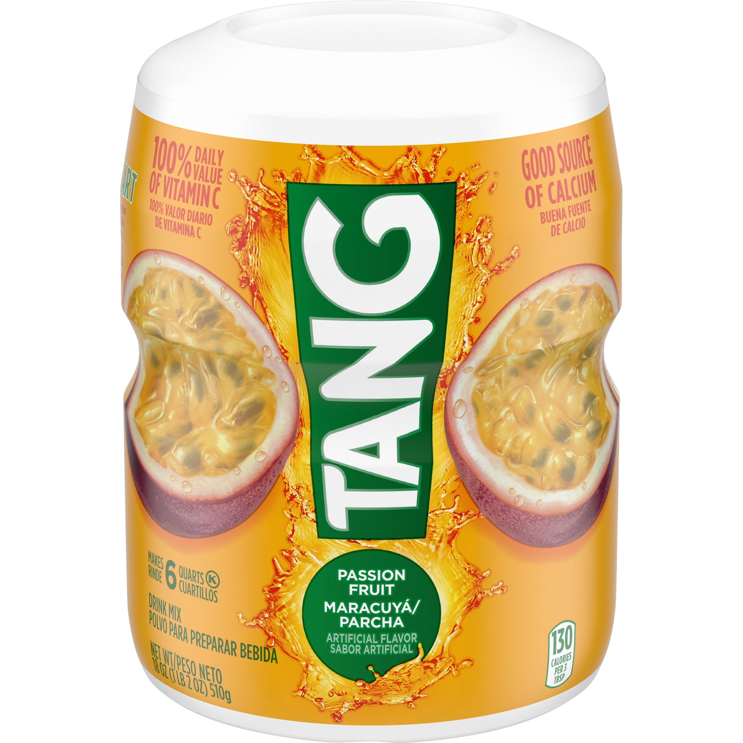 Tang Passion Fruit Artificially Flavored Powdered Soft Drink Mix, 18 oz Canister