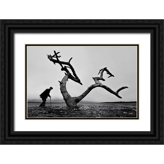 Tang, Wei 18x13 Black Ornate Wood Framed with Double Matting Museum Art Print Titled - Old Man And Tree