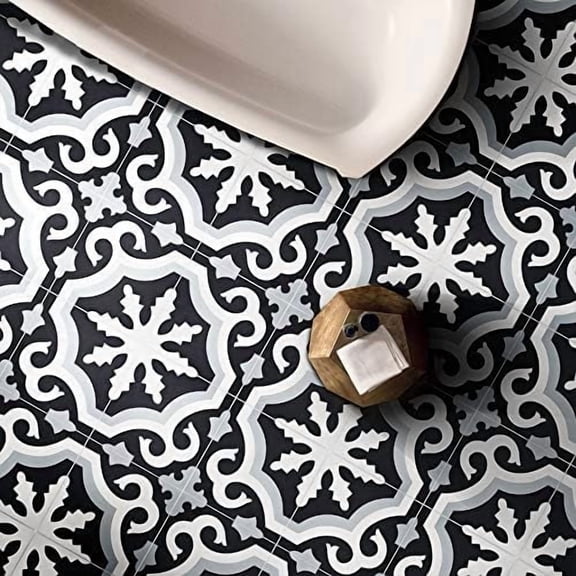 Tanger Handmade Cement Tile in Black and Grey, Pack of 12$$Tools & Hardware Other