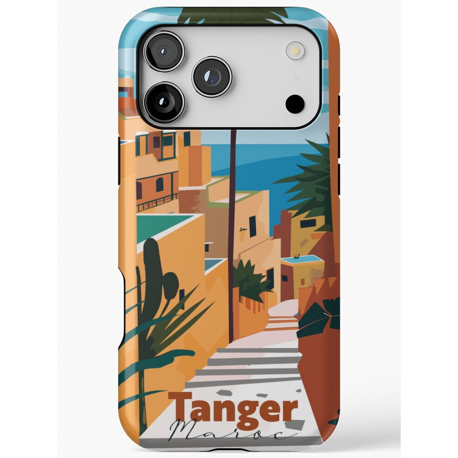 Tanger Morocco Coastal Cityscape in Teal and Terracotta Tough iPhone ...