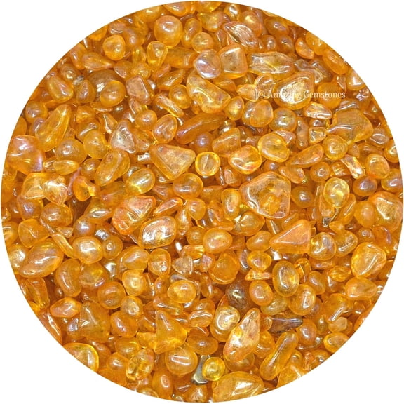 Tangerine Aura Quartz Crystal Chips  AAA Grade Tumbled Gravel Stones for Aquarium, Decor, Crafts & Crystal Use (1000+ Carats)