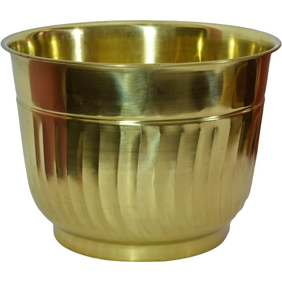 Tangerine Brass Planter- Handcrafted Brass  Container/Flower Pot with Lacquer Finish/Polish -Diameter- 14 inch -(1, 14)