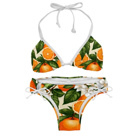 Tangerine Detachable Sponge Adjustable Strap Bikini Set Swimsuit, Two-Pack - Beach and Pool Ready