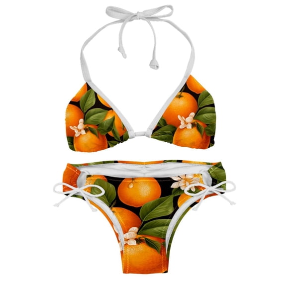 Tangerine Detachable Sponge Adjustable Strap Bikini Set - Two-Pack - Ideal for Beach and Pool Parties