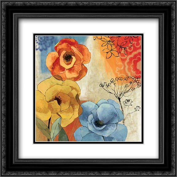 Tangerine Dreams I 2x Matted 20x20 Black Ornate Framed Art Print by PI Studio