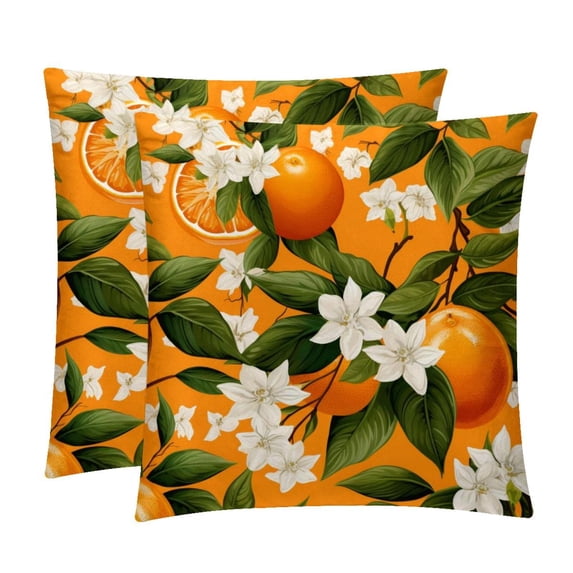 Tangerine Elegant Velvet Throw Pillow Covers Set with Unique Patterns - 16x16", 18x18", 20x20" - Pack of 2 for Chair Pillow Covers and Various Occasions