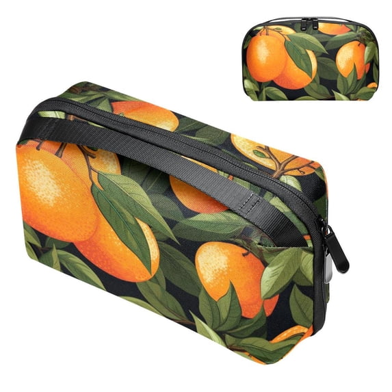 Tangerine Oxford Cloth Cord Organizer Storage Pouch, Easy to Use Cord Organizer, Small Storage Pouch, 5.9x9.44x3.14 in, Waterproof Digital Accessories Bag