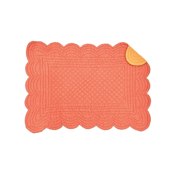 Tangerine 100% Cotton Quilted Single Placemat 13" x 19"