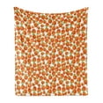 thumbnail image 1 of Tangerine Soft Flannel Fleece Throw Blanket, Pattern of Hand Drawn Organic Juicy Oranges with Leaf, Cozy Plush for Indoor and Outdoor Use, 50" x 70", Dark Orange Olive Green, by Ambesonne, 1 of 5