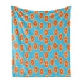 thumbnail image 1 of Tangerine Soft Flannel Fleece Throw Blanket, Repetitive Pattern with Round Slices of Exotic Citrus Fruit, Cozy Plush for Indoor and Outdoor Use, 50" x 60", Sky Blue Burnt Orange, by Ambesonne, 1 of 5