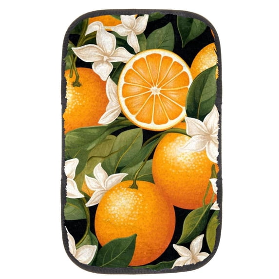 Tangerine Soft Furry Printed Car Armrest Cover Pad 12.5x8.2 Inch - Comfortable Armrest Accessory