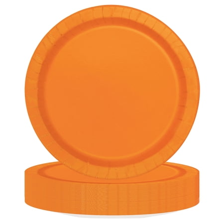 Way To Celebrate Orange Disposable Paper Plates, 7 in, 70 Count