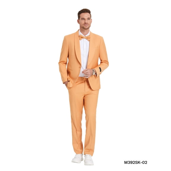Tangerine Solid Shawl Collar - Adjustable Waist Band Mens-suit
