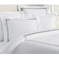 thumbnail image 1 of The Tangerine Store 2-Piece Lines Cotton Sateen Duvet Cover Set 63x88 inches - Twin Size, White With Black Embroidered Edge - Zip Closure, 4 Corner Ties, Pre-Washed Fabric, 1 of 2
