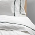 thumbnail image 1 of The Tangerine Store 2-Piece Tracks Cotton Sateen Duvet Cover Set 63x88 inches - Twin Size, White With Black Embroidered Edge - Zip Closure, 4 Corner Ties, Pre-Washed Fabric, 1 of 2