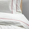 thumbnail image 1 of The Tangerine Store 2-Piece Tracks Pure Linen Duvet Cover Set 63x88 inches - Twin Size, White With Bubblegum Pink Embroidered Edge - Zip Closure, 4 Corner Ties, Pre-Washed Fabric, 1 of 2