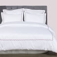 thumbnail image 1 of The Tangerine Store 3-Piece Bends Pure Linen Duvet Cover Set 102x90 inches - King Size, White With Bubblegum Pink Embroidered Edge - Zip Closure, 4 Corner Ties, Pre-Washed Fabric, 1 of 2