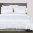 thumbnail image 1 of The Tangerine Store 3-Piece Bends Pure Linen Duvet Cover Set 78x88 inches - Full Size, White With Yellow Embroidered Edge - Zip Closure, 4 Corner Ties, Pre-Washed Fabric, 1 of 2