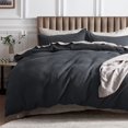 thumbnail image 1 of The Tangerine Store 3-Piece Linen Cotton Mix Duvet Cover Set (104x100 in) - Charcoal Black King California Duvet Cover Set with Standard Shams - Pre-Washed, Handmade - Chic Home Decor, 1 of 6