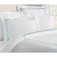 thumbnail image 1 of The Tangerine Store 3-Piece Lines Pure Linen Duvet Cover Set 78x88 inches - Full Size, White With Turquoise Blue Embroidered Edge - Zip Closure, 4 Corner Ties, Pre-Washed Fabric, 1 of 2
