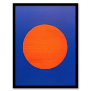 Tangerine Sunrise Minimalist Circle Blue Amber Sun Colour Block Painting Art Print Framed Poster Wall Decor 12x16 inch