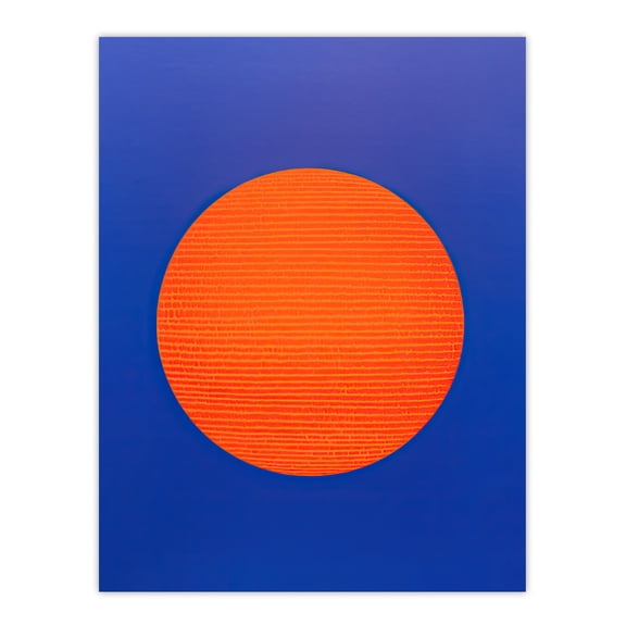 Tangerine Sunrise Minimalist Circle Blue Amber Sun Colour Block Painting Unframed Wall Art Print Poster Home Decor Premium