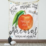 Tangerine Tapestry, Watercolor Citrus Fruit and Leaf with Cursive Lettering, Wall Hanging for Bedroom Living Room Dorm Decor, 40W X 60L Inches, Dark Orange Lime Green Multicolor, by Ambesonne