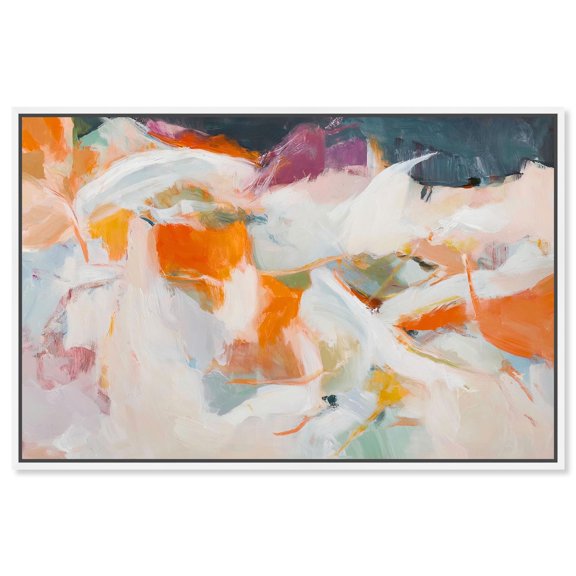 Tangerine Tide II Canvas Print Abstract Wall Art by Art Remedy, White Frame, 54 x 36