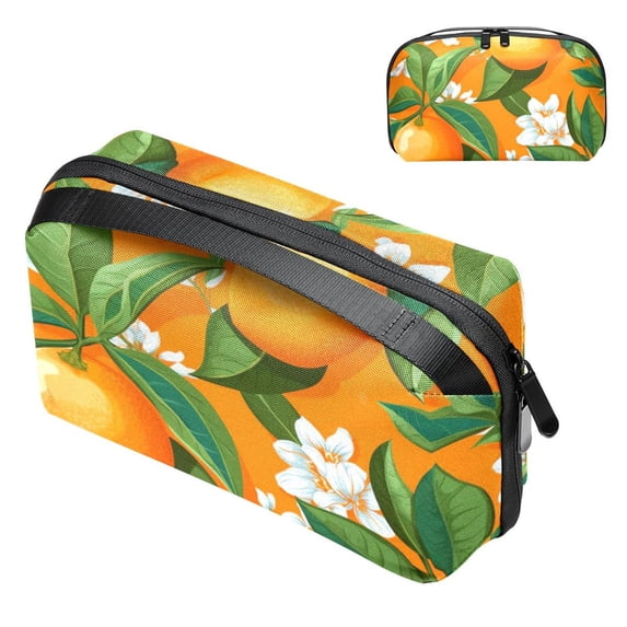 Tangerine Travel Organizer, Cable Organizer, Charging Cord Organizer, Charger Storage Organizer - Waterproof Oxford Cloth Electronic Digital Product Storage Case, 5.9x9.44x3.14 in.