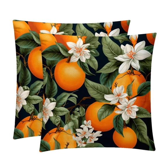 Tangerine Velvet Throw Pillow Covers Set of 2 | Unique Patterns in 16x16, 18x18, 20x20 Inches |for Home Decor and Gifts | Includes Pillow Inserts | Throw Pillow Inserts Included